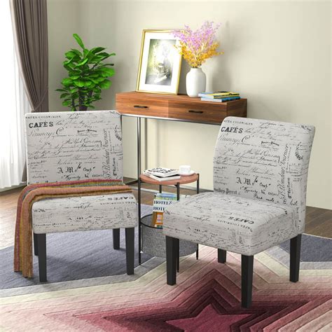 Mecor Modern Armless Accent Chairs Set Of 2 Upholstered Fabric Dining