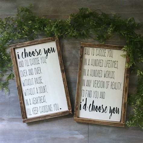 i choose you i d choose you engraved wood sign set quote bedroom decor wedding t