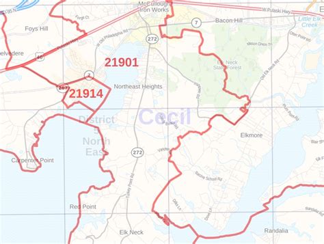 Cecil County Maryland Zip Code Wall Map