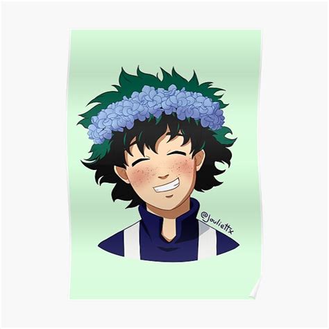 Deku Flower Crown Hydrangea Poster By Momoclub Redbubble