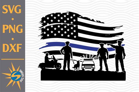 Police Blue Line American Flag Svg Png Dxf Digital Files 831656