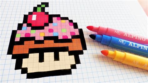 Réaliser vos plus beaux dessins de pixel art de vos personnages préférés. Handmade Pixel Art - How To Draw Cupcake Mushroom #pixelart - YouTube