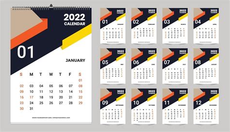 Wall Calendar 2022 Template Design Idea Calendar 2022 2759735 Vector