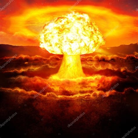 Powerful Explosion Of The Atomic Bomb In The Desert Nuclear War Stock