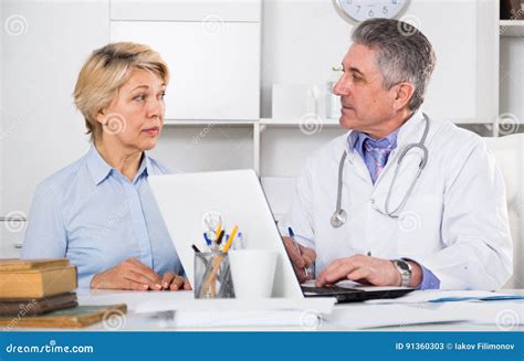 Mature Woman Visits Doctor Stock Image Image Of Checking 91360303