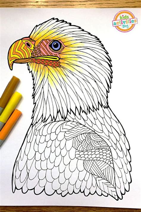 > go eagles coloring page. Bald Eagle Zentangle Coloring Page | FaveCrafts.com