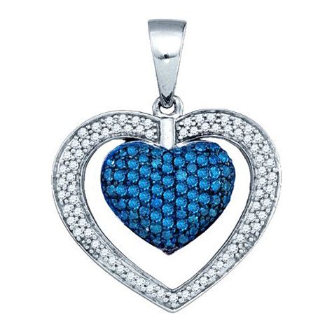Jewelry Masters 91 Carat Brilliant Round Blue Diamond Heart Pendant