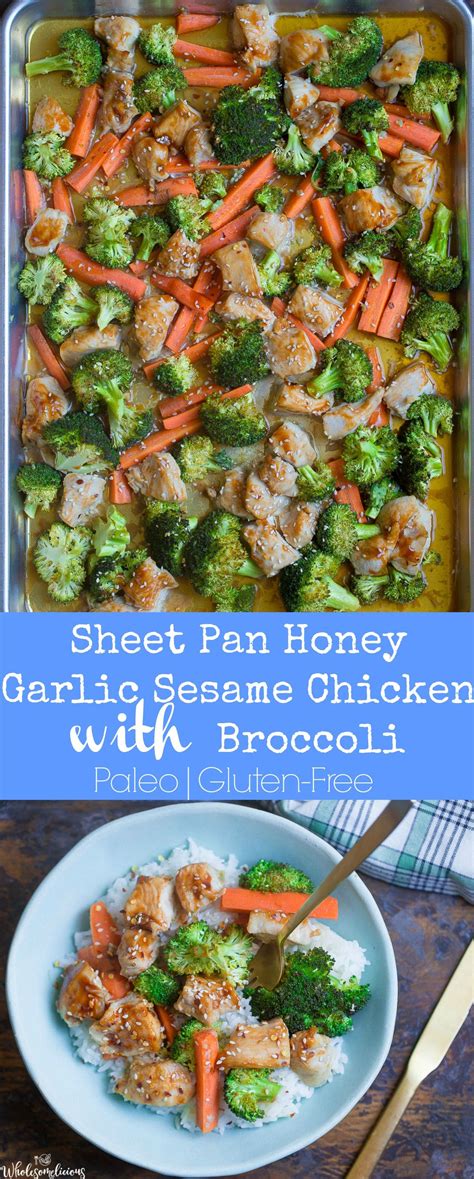 Bake the chicken and broccoli on middle rack of oven for 15 minutes. Sheet Pan Honey Garlic Sesame Chicken and Broccoli ...