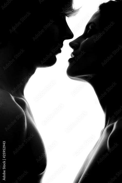 Sexy Couple Sensual Kiss Of Man And Woman In Black And White Foto De Stock Adobe Stock