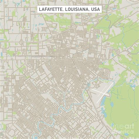 Lafayette Louisiana Us City Street Map Digital Art By Frank Ramspott