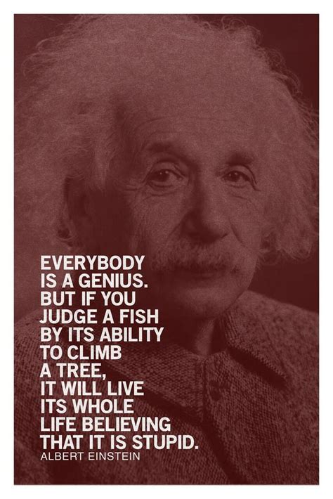 Albert Einstein Everybody Is A Genius Motivational Inspirational Quote