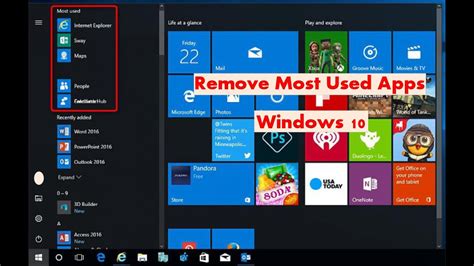 How To Remove The Most Used Apps From Windows 10 Start Menu Youtube