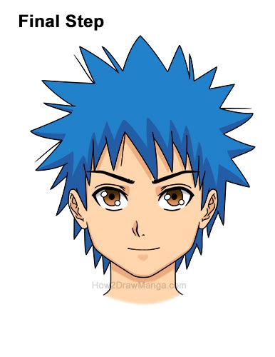 How To Draw A Manga Boy With Spiky Hair Front View Step By Step