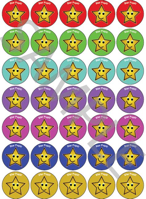 Star Pupil Reward Stickers Mixed Colour Flexi Labels
