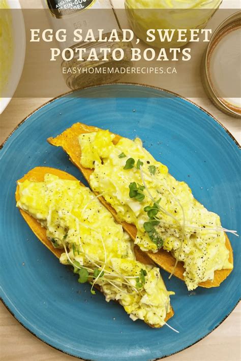 Egg Salad Sweet Potato Boats Recipe In 2023 Eggs And Sweet Potato Homemade Mayonnaise