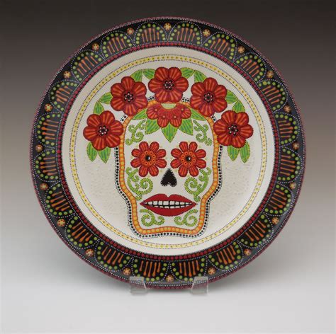 Poppy Day Of The Dead Platter Pottery Ceramic Artists Gallery