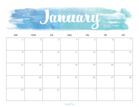 Floral January 2023 Calendar Printable Cute Desings