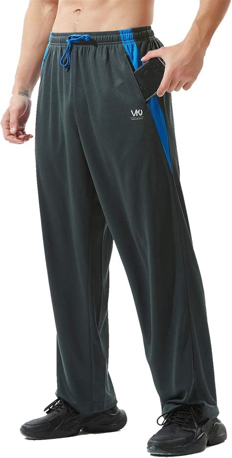 Zerowell Mens Atheltic Pants With Zipper Pockets Open Bottom