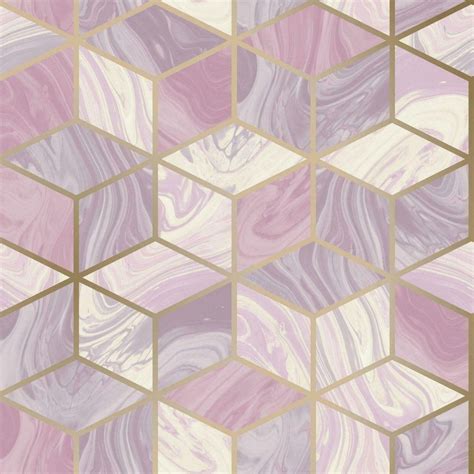 Rasch Marble Squares Wallpaper Geometric Diamond Cubes