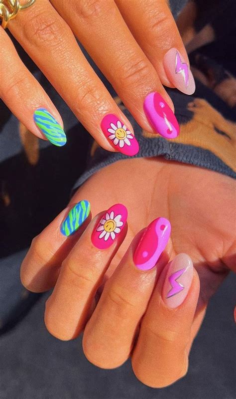 42 Cute Summer Nails For 2022 For Every Style Mix And Match Pink And Green Nail Art Design