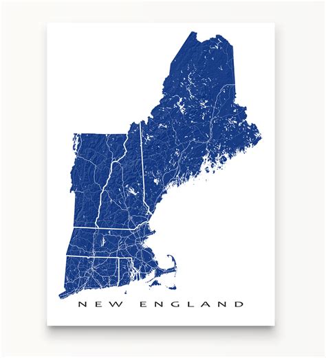 New England Map Usa Connecticut Maine Massachusetts New Hampshire
