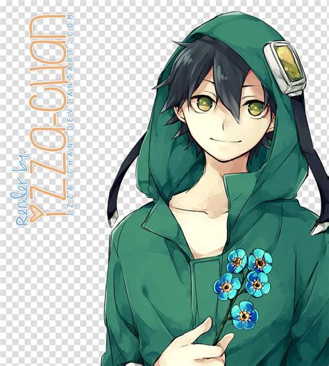 Renders Anime Male Anime Character Wearing Green Hoodie Illustration