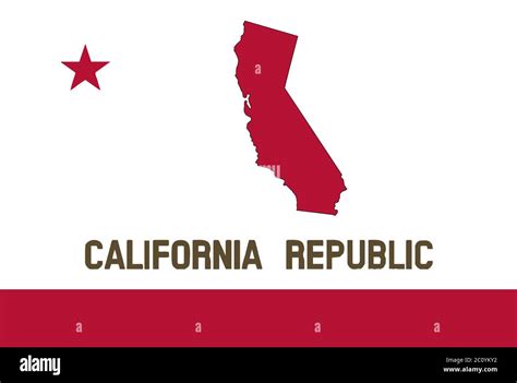 The Flag Of The Usa State Of California With Map Silhouette Stock