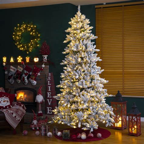 Official Online Shopping For Glitzhome 9ft Pre Lit Snow Flocked Fir