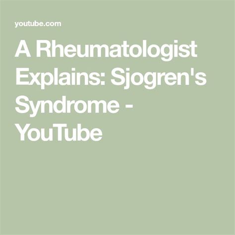 A Rheumatologist Explains Sjogrens Syndrome Youtube In 2023