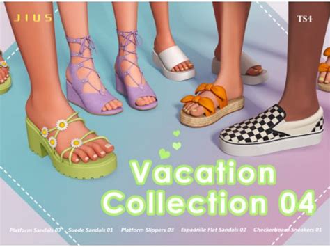 Four Womens Feet With Sandals On Them And The Words Vacation