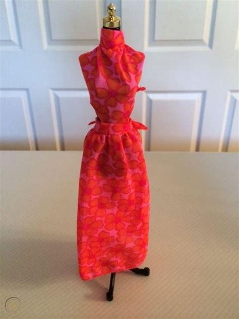 1973 vintage mod era barbie doll best buy 8680 halter fashion pj dress fabric 1724326049