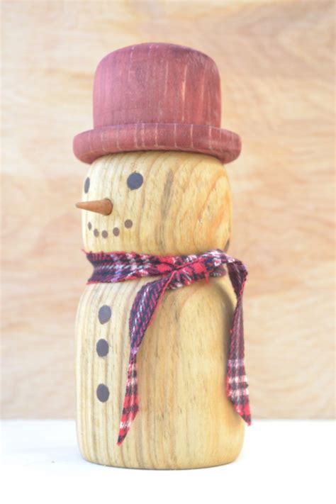 Hand Turned Wooden Snowman Aftcra