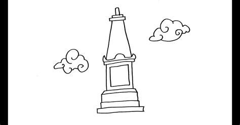 Mewarnai Monas Kartun Cara Menggambar Monas How To Draw Monas Jakarta