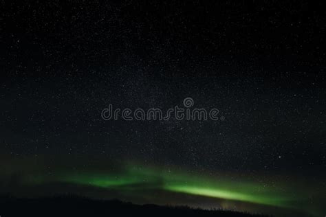 Majestic View Of Night Sky With Aurora Borealis And Stars Stock Image