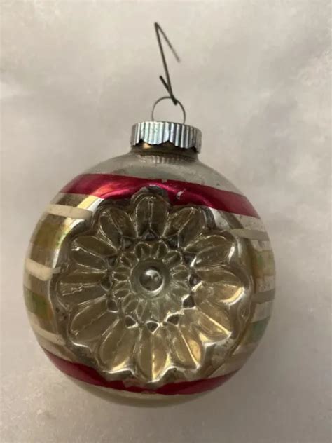 VINTAGE SHINY BRITE Mercury Glass Double Starburst Indent Christmas Ornament PicClick