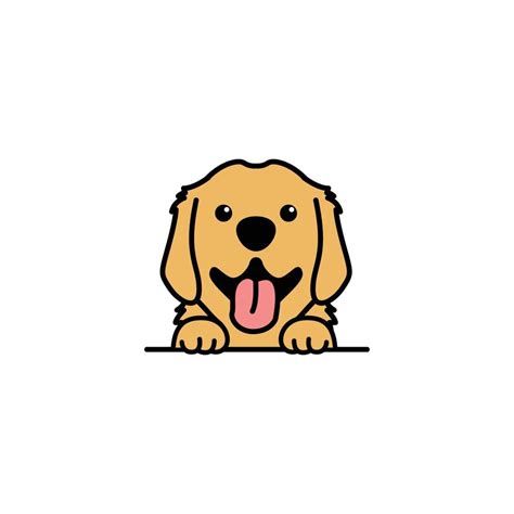 Cute Golden Retriever Puppy Smiling Cartoon Vector Illustration
