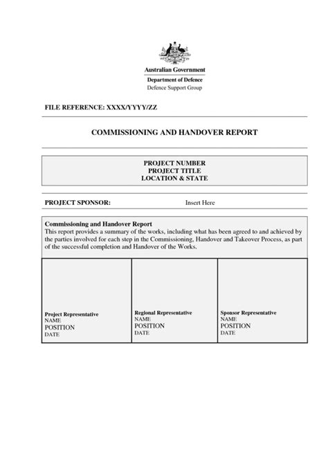 Handover Report Templates Word Excel Pdf Formats