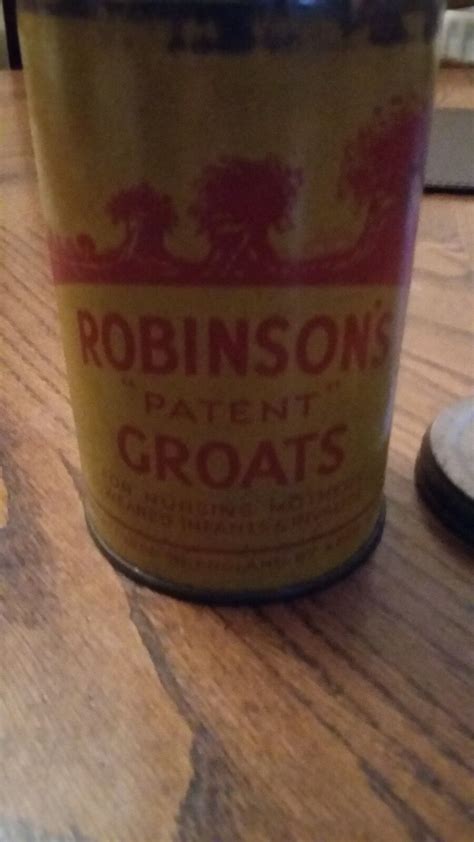 Antique Robinsons Patent Groats Tin Ebay