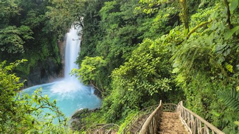 River Rio Celeste Waterfall In Tenorio Volcano National Park Alajuela