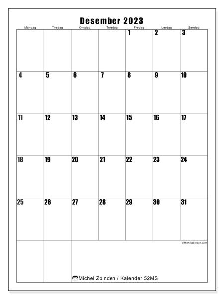 Kalender For Desember 2023 For Utskrift “norge” Michel Zbinden No