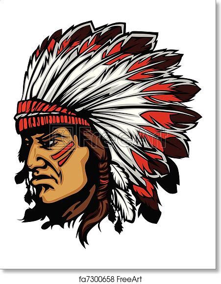 Free Art Print Of Indian Chief Mascot Head Vector Gra Native American