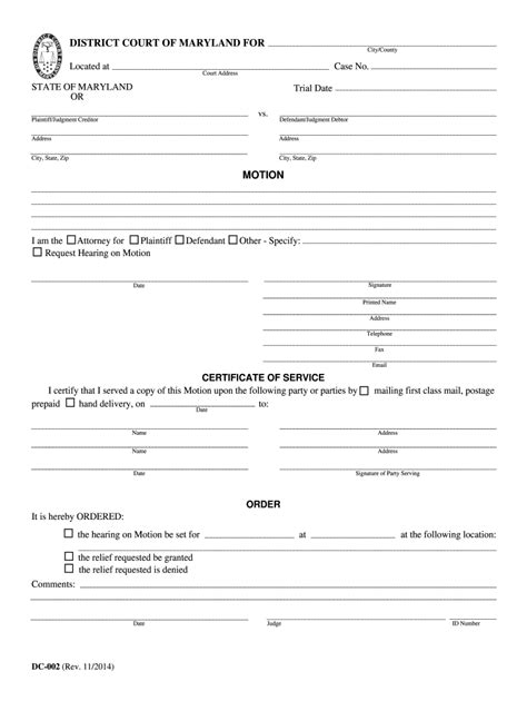 Motion To Vacate Judgment Maryland Form Fill Out And Sign Online Dochub