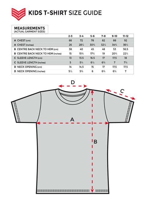 Men's shirts & tops size. Kids T-Shirt Size Chart