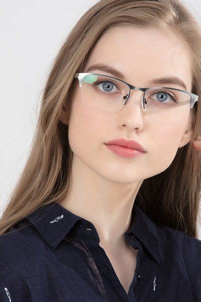matte silver browline prescription eyeglasses large semi rimless metal eyewear time stylish