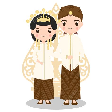 Indonesia Java Or Java Wedding Vector White Dress Design Cartoon