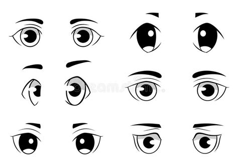 Set Of Anime Style Eyes Isolated On White Background Stock Vector