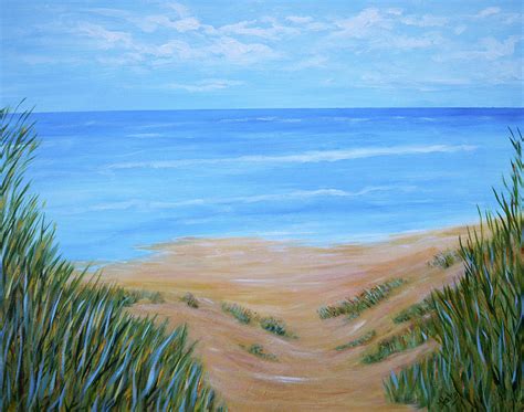 Calm Ocean Beach Painting Painting By Kathy Symonds