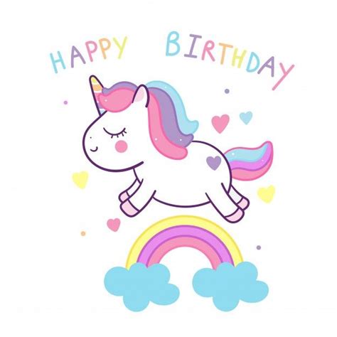 Premium Vector Cute Unicorn With Birthday Rainbow Unicorn Wallpaper