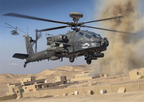 Boeing Ah 64 Apache Military Helicopter Fire Smoke 4k