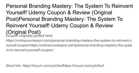 Personal Branding Mastery The System To Reinvent Yourself Udemy